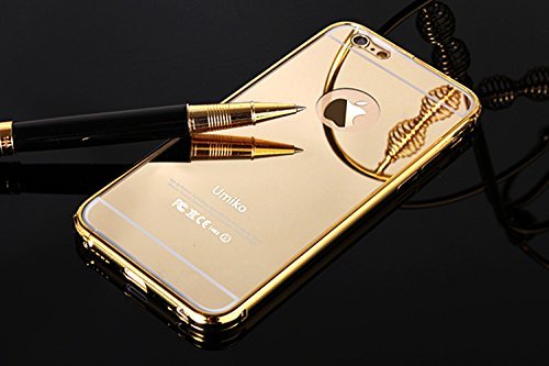 iPhone 5 5S Gold Mirror case, Umiko(TM) NEW Luxury Aluminum Ultra-thin Mirror Metal Case Cover for iPhone 5 5S - Gold