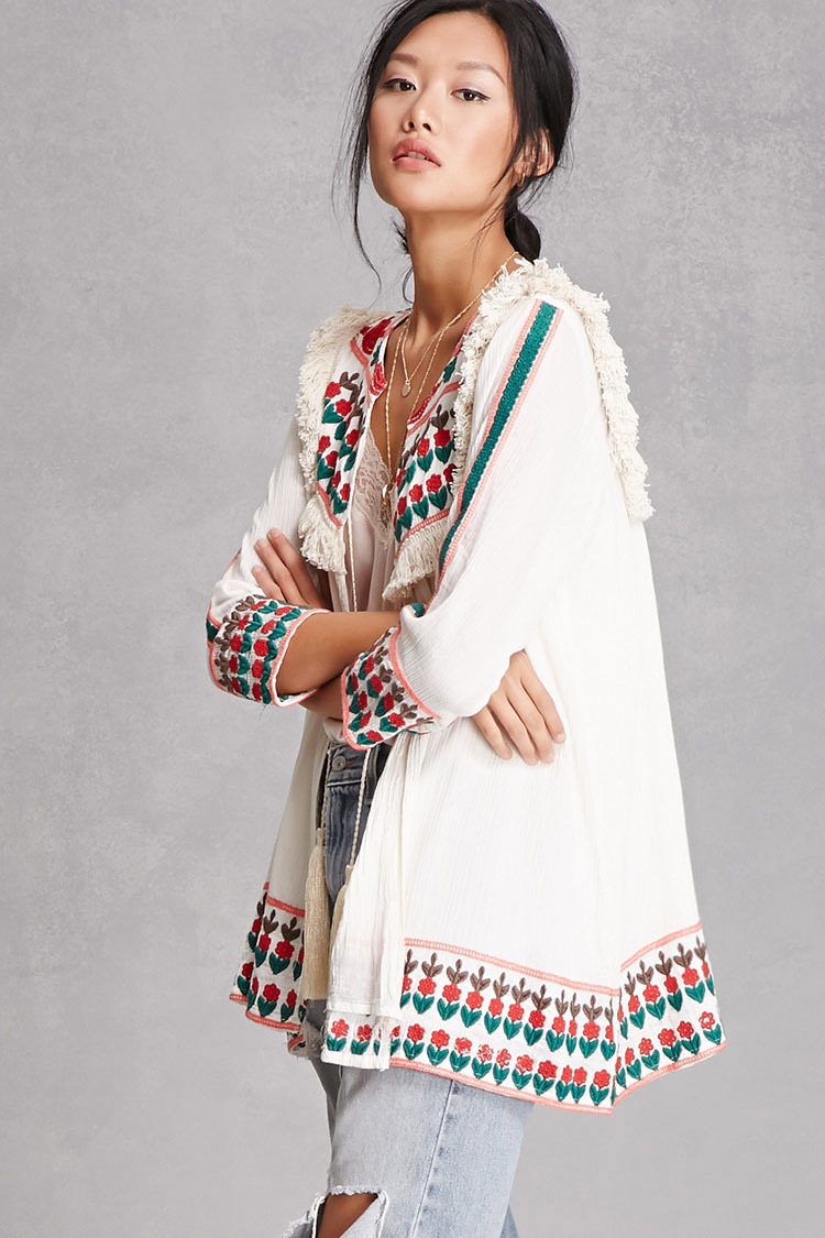 Embroidered Fringe Jacket