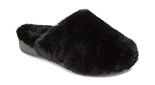 Vionic Women's Indulge Gemma Plush Slipper - Ladies Adjustable Slipper with Concealed Orthotic Arch Support Black 8 M US