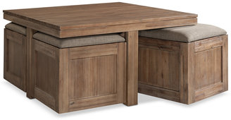 Champagne Cube Coffee Table with 4 Storage Ottomans