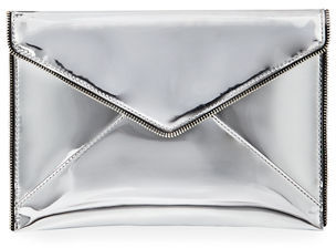 Rebecca Minkoff Leo Metallic Envelope Clutch Bag, Metallic Pink