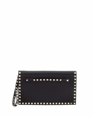 Valentino Garavani Rockstud Flap Wristlet Clutch Bag, Black