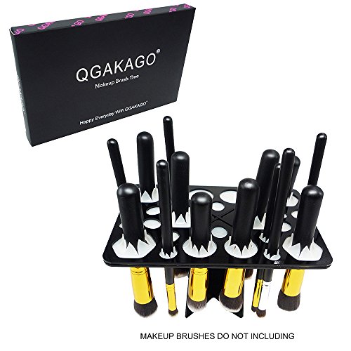 QGAKAGO 28 Hole Makeup Brush Tree Holder Organizer Folding Collapsible Air Drying Tower Brush Dryer