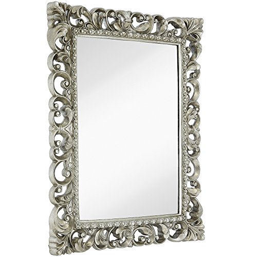 Hamilton Hills Antique Silver Ornate Baroque Frame Mirror 