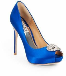 Fawn Satin Peep-Toe Pumps