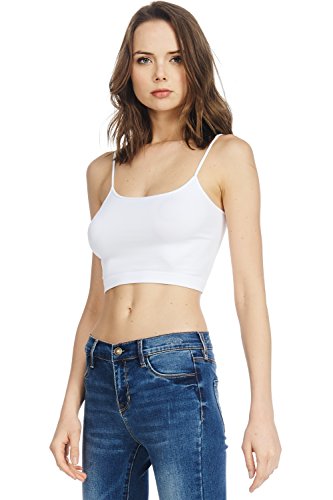 Alexander + David Womens Crop Top Seamless Bra Tank Top Cami Soft Unpadded Basic (White, One-Size)