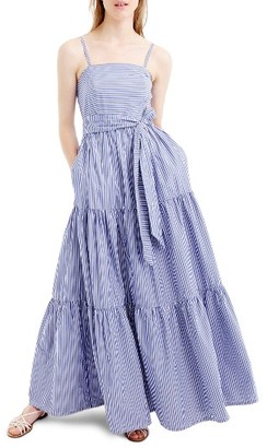 Petite Women's J.crew Stripe Tiered Maxi Dress