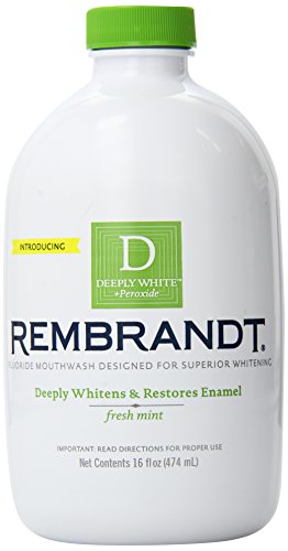 Rembrandt Deeply White Whitening Mouthwash with Fluoride Fresh Mint, 16 Ounce