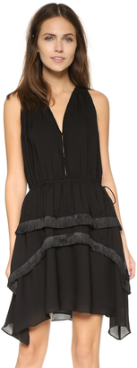 Derek Lam 10 Crosby V Neck Dress with Fringe