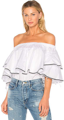Endless Rose Ruffle Trim Off Shoulder Top