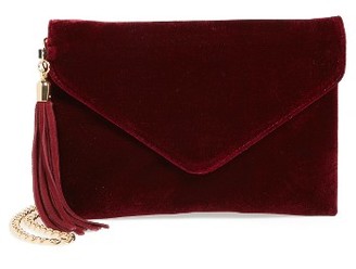 Bp. Tassel Velvet Crossbody Bag - Burgundy