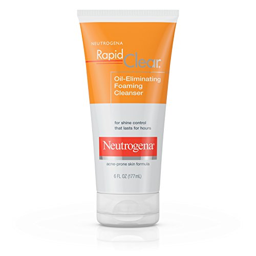 Neutrogena Rapid Clear Oil-Eliminating Foaming Facial Cleanser For Oily and Acne-Prone Skin, Removes Pore-Clogging Dirt and Controls Shine, Oil-Free and Non-Comedogenic, 6 fl. oz