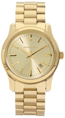 Michael Kors MK5160 Gold Tone 3 Hand Runway Analog Womens Watch