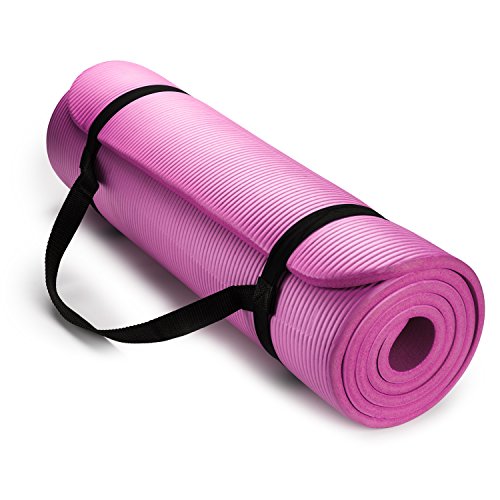 HemingWeigh 1/2-Inch Extra Thick High Density Exercise Yoga Mat with Carrying Strap (Pink)