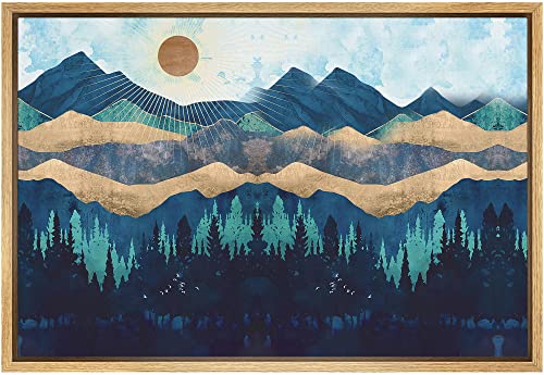 SIGNFORD Framed Canvas Home Artwork Decoration Abstract Mountain Nature Scenery Canvas Wall Art Woodland Nursery Decor for Living Room, Bedroom - 24x36 inches
