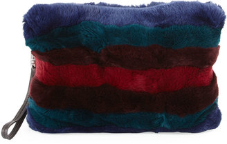 Alice + Olivia Agnes Multi-Stripe Fur Clutch Bag, Multicolor