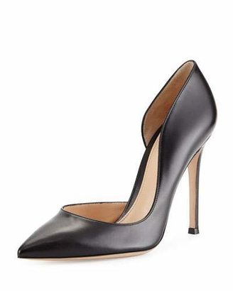 Gianvito Rossi Leather Open-Side Pump, Black
