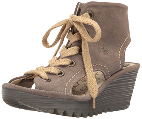 FLY London Women's Yaba702fly Wedge Sandal, Taupe Suede, 36 EU/5.5-6 M US