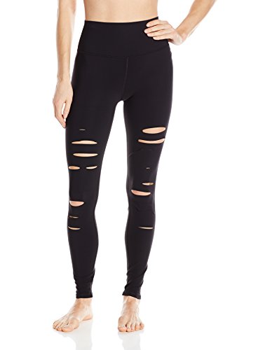 Alo Yoga Women's High Waisted Ripped Warrior Legging, Black, M