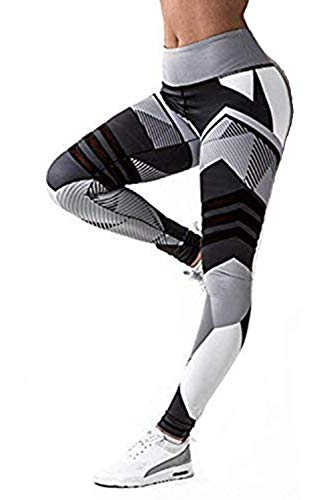 CROSS1946 Sexy Women's Striped Geometry Yoga Pants Power Flex Mesh Leggings Workout Trousers S