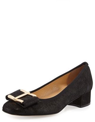 Sesto Meucci Ramie Printed Block-Heel Pump, Black