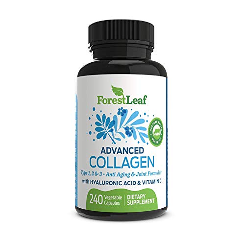 Advanced Collagen Supplement, Type 1, 2 and 3 with Hyaluronic Acid and Vitamin C - Anti Aging Joint Formula - Boosts Hair, Nails and Skin Health - 240 Veggie Capsules - by ForestLeaf