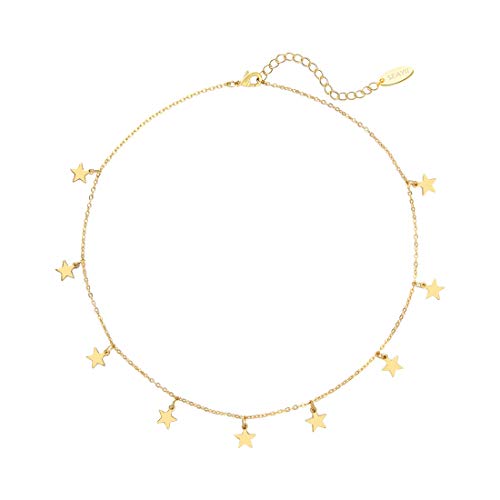 SEAYII Star Choker Necklace Gold Dangle Drop 14K Bracelet