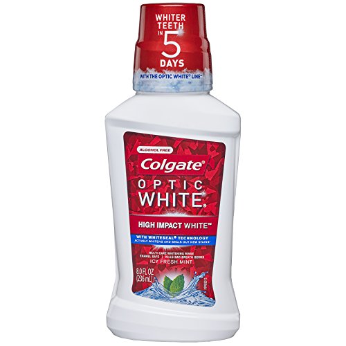 Colgate Optic White Whitening Mouthwash, Icy Mint , 8 Fl Oz (Pack of 6)