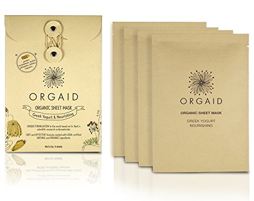 ORGAID Organic Sheet Mask | Made in USA (Greek Yogurt & Nourishing, pack of 4)