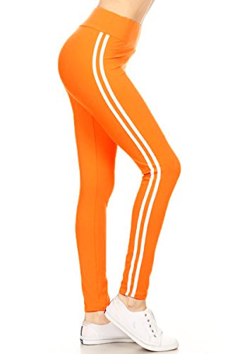 LIIR128-ORANGE Double Lined Yoga Leggings, One Size