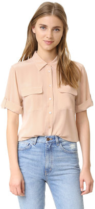 Equipment Short Sleeve Slim Signature Blouse
