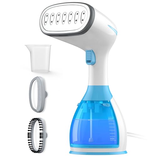 Steamer for Clothes Steamer Handheld - 15s Fast Heat-up Portable Steamer with 9.5 Oz Big Water Tank, Handheld Steamer Garment Fabric Wrinkles Remover for Wet and Dry Ironing, Steam Iron with 2 Brush