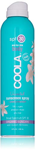 COOLA Organic Sunscreen Body Spray | SPF 30 | Certified Organic Ingredients | Farm to Face | Ultra Sheer | Eco-Lux Size | Continuous Spray | Water Resistant | Unscented