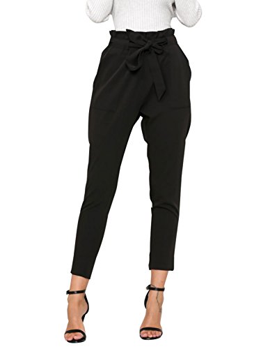 Simplee Apparel Women's Slim Straight Leg Stretch Casual Pants Pockets Black Black 4/6