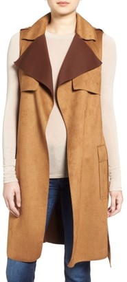 Women's Love Token Faux Suede Long Vest
