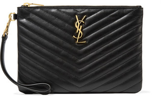 Saint Laurent - Monogramme Quilted Leather Pouch - Black