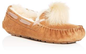 UGG® Women's Dakota Suede & Shearling Pom-Pom Slippers