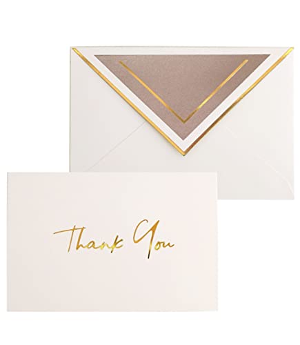 Elegant Thank You Cards with Envelopes - 36 PK - Thank You Notes with Gold Foil Letterpress 4 x 6 Inches Blank Note Cards for Wedding Bridal Shower Baby Shower Card