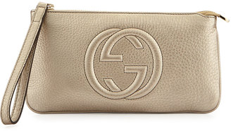 Gucci Soho Metallic Leather Wristlet Bag, Gold