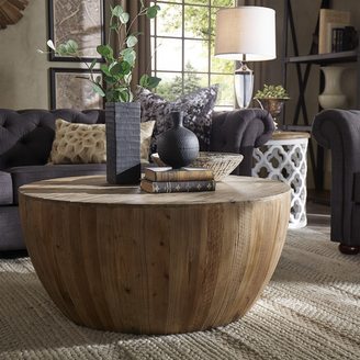 SIGNAL HILLS Hatteras Drum Reclaimed Woodblock Barrel Coffee Table