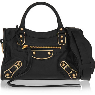 Balenciaga - Classic Metallic Edge City Mini Textured-leather Shoulder Bag - Black