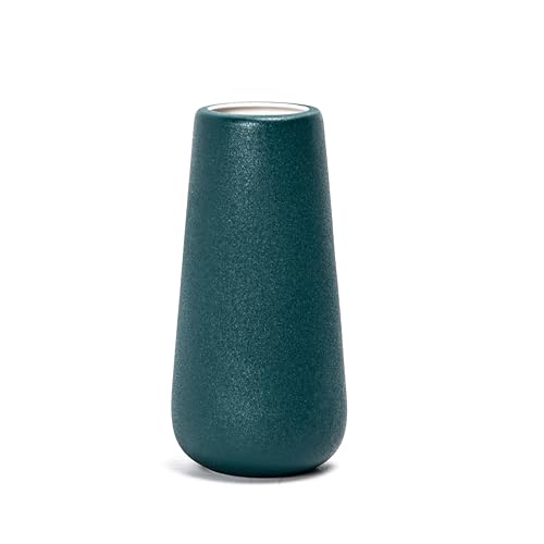 D'vine Dev 8 Inch Ceramic Flower Vase, Minimalist Design for Home Décor, Fireplace, Bedroom, Living Room, Centerpieces, Office, Design Box Packaged, Teal, VS-XH-8N