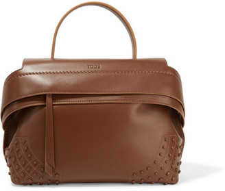 Tod's - Wave Large Appliquéd Leather Tote - Dark brown
