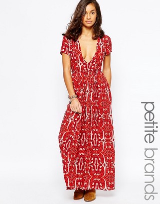 Glamorous Petite Paisley Print Plunge Front Tea Dress