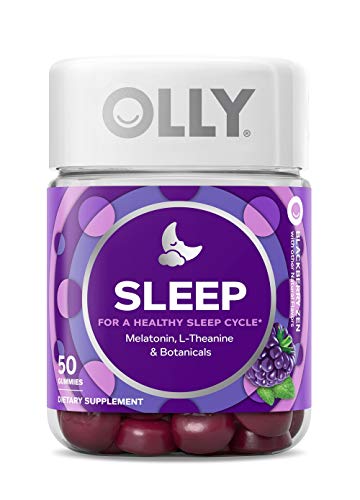 OLLY Restful Sleep Melatonin Gummy, 25 Day Supply (50 Gummies), Blackberry Zen, L Theanine, Chamomile, Lemon Balm, Chewable Supplement