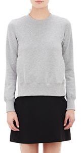 Sacai Luck Poplin-Back French Terry Sweatshirt Top-Grey
