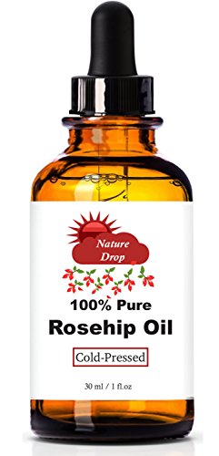 Nature Drop's Rosehip Oil - 100% Pure, Cold Pressed Premium Rosehip Seed Oil. Best Natural moisturizer to heal Dry Skin, Fine Lines & Scars