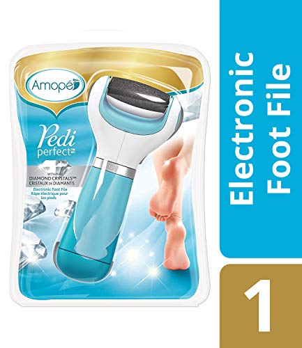 Amope Pedi Perfect Electronic Dry Foot File, Callous Remover for Feet, Hard and Dead Skin- Regular Coarse, Blue. Batteries Included. Baby smooth feet in minutes. For in home pedicure foot care spa.