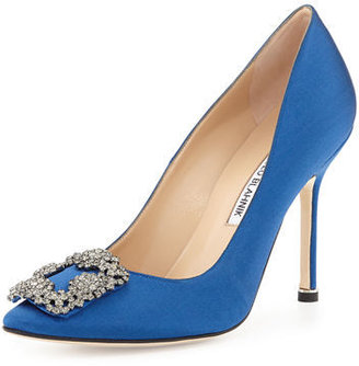 Manolo Blahnik Hangisi 105mm Satin Pump, Cobalt Blue