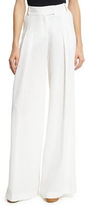 Michael Kors Collection Linen Palazzo Trousers, White